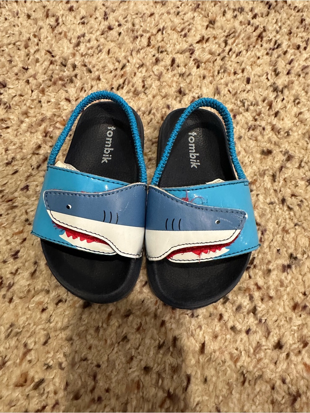 Toddler Shark Slide Sandals in Blue 7/8 Size
